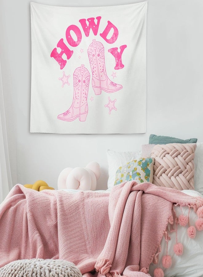 OXW Pink Cowgirl Tapestry Wall Hanging, Howdy Wall Art, Preppy Girls Room Wall Decor, Girly Tapestry for Bedroom College Dorm, Pink Western Bedroom Decor, 50×60 inches - Image 2